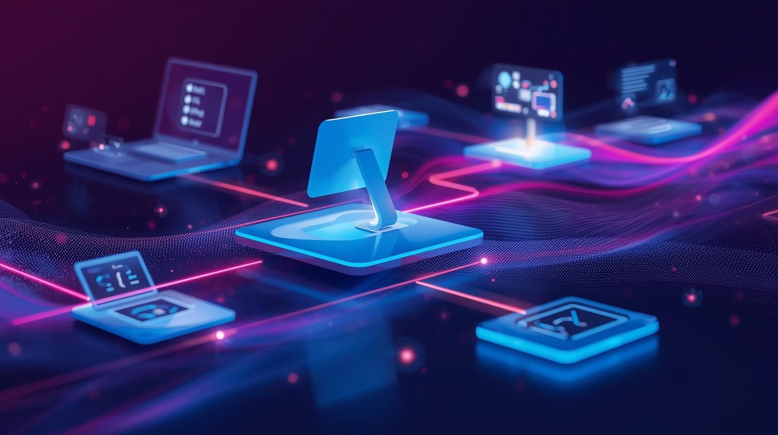 An illustration of technology facilitating seamless integration for businesses with virtual assistants.